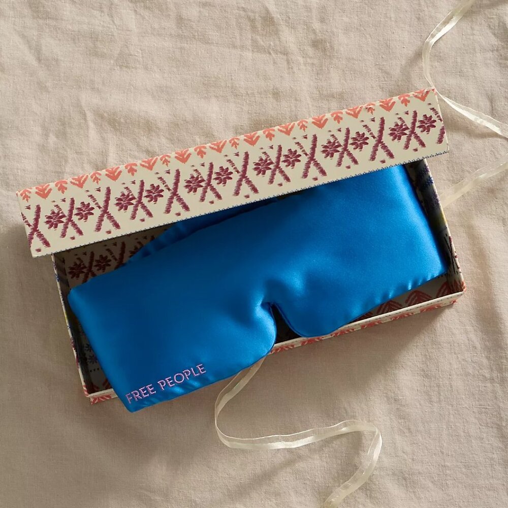 FP Free People Pure Silk Sleep Mask Eye Blue Luxurious NWT